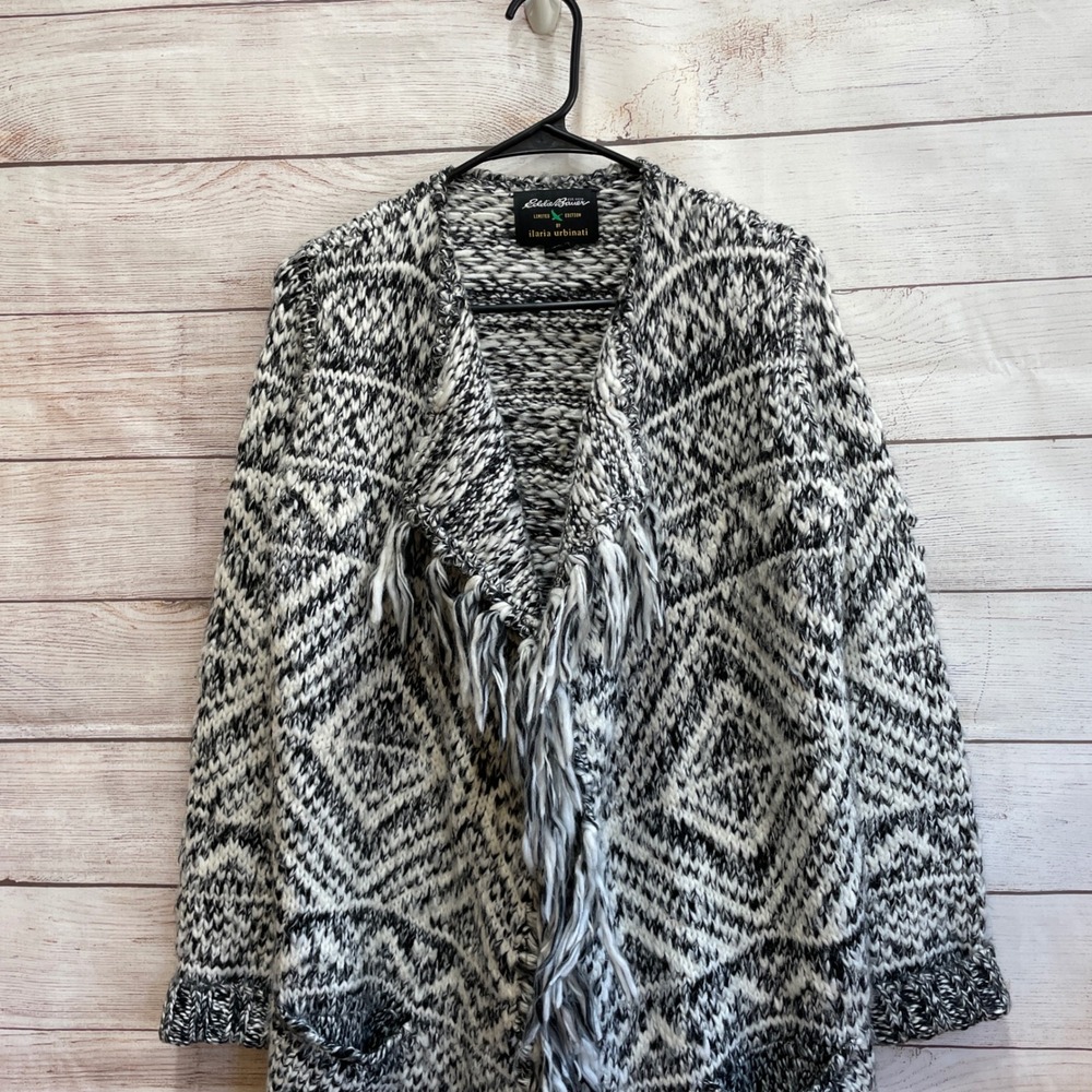 EDDIE BAUER‎ BY ILIARI URBINATI BRONSON OPEN CARDIGAN IN FAIR ISLE PRINT